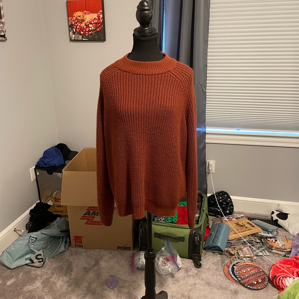 Sandro Brown Crew Neck Sweater Relaxed Fit